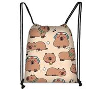 Onperpoe Capybara - Sacca sportiva a forma di maialino, con coulisse, sacca sportiva per bambini, idea regalo per ragazzi e ragazze, per l'inizio della scuola, sport, per giocattoli, per zaino