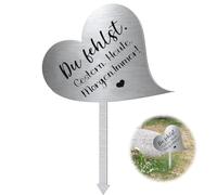 Onperpoe Decorazione per tomba in acciaio inox a forma di cuore con scritta "Du Fehlst. Ieri"
