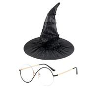 Onperpoe Elphaba - Costume da strega, cappello da strega, occhiali da strega, accessori per costumi da mago, per feste di Halloween, carnevale, cosplay, travestimenti