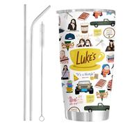 Onperpoe Gilmore Girls - Tazza termica con cannuccia, in acciaio inox da 20 oz con manico, coperchio e spazzola per la pulizia, a prova di perdite, regalo per amici, familiari e fan di Gilmore Girls