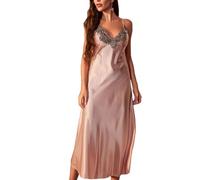 Onsoyours Camicie Notte Donna Raso Camicia in Pizzo con Scollo a V Manica Corta Elegante Vestaglia Casual Sottoveste Pigiama Allentata Camicia da Notte Abiti Estivo