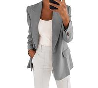 Onsoyours Donna Blazer Basic Colletto Rivolto Tinta Unita Elegante Ufficio Business Tailleur OL Carriera Tailleur Giacca Eleganti per Ragazze e Donna Grigio XXL