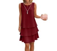 Onsoyours Donna Estivo Abito Elegante Chiffon Girocollo A Vino Rosso XXL