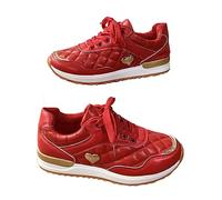 Onsoyours Donna Scarpe con Plateau da Ginnastica con Stampa Leopardo Casual Sneakers da Passeggio Leggere Sportive Scarpes con Punta Tonda con Lacci in Pelle B Rosso 42 EU
