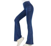 Onsoyours Jeans a Zampa d’Elefante Donna Flare Leggins a Campana Slim Fit Jeggings Yoga Pantaloni a Vita Alta Elasticizzati Sexy Casual B Blu Scuro M