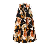 Onsoyours Maxi Gonna da Donna, Gonna Lunga Estive, Stile Boho, a Vita Alta, Swing, Casual, Gonna da Spiaggia A Nero M