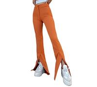 Onsoyours Pantaloni da Yoga Donna Pantaloni Campana Aderenti Zampa Elefante Elasticizzati con Vita Alta Donna Tanspirante Comodo Pantaloni Sportivi a Casa Arancione L