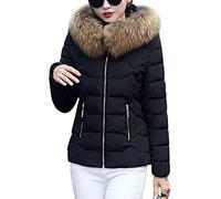 Onsoyours Piumino Invernale da Donna Leggero Caldo Giacca Trapuntato Antivento Giubbotto Slim Fit Corto Maniche Lungo Giacca Parka Piumini Cappotto con Cappuccio B Nero XL