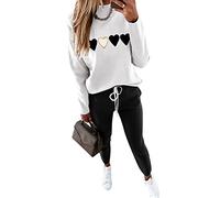 Onsoyours Primavera Tuta da Ginnastica Donna Elegante Tute Felpa con Cappuccio + Pantaloni Set Ragazze Pullover Tops Casual E Quattro Cuori XL