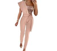 Onsoyours Sexy Tute Donna Pantaloni Vestito Abito Elegante Cocktail Party Monopezzi Solide Casual Tute da Sera Rompers Cerimonia Tuta Lungo Playsuit Jumpsuit Romper A Rosa XL