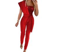 Onsoyours Sexy Tute Donna Pantaloni Vestito Abito Elegante Cocktail Party Monopezzi Solide Casual Tute da Sera Rompers Cerimonia Tuta Lungo Playsuit Jumpsuit Romper A Rosso L