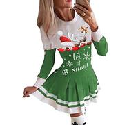 Onsoyours Vestiti Donna Natale Elegante Sera Invernali Cerimonia Vestito Natale Abiti Natale Abito Santa Claus Vintage Manica Lunga Pizzo A Verde XL