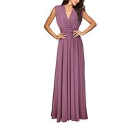 Onsoyours Vestiti Donna Senza Maniche Senza Schienale Abito Damigella d'Onore Elegante Lungo Bandage Multiway Vestito Abiti da Cocktail Festa Sera Cerimonia Rosa Scuro S