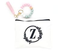 onstary Embroidered Letter Combination Cosmetic Bag, Suitable for Wedding, Birthday, Holiday, is a Great Gift for Women, Mom, Teachers, Friends, Bridesmaids, Bianco/Giardino opulento, Z