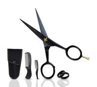 Ontaki Forbici Barba Uomo & Pettine Barba, Acciaio Tedesco, 12,7 cm, Nero