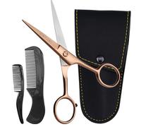 Ontaki Forbici Barba Uomo & Pettine Barba, Acciaio Tedesco, Oro Rosa