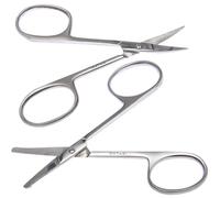 Ontaki Forbici da uomo curve e arrotondate per peli del viso, ambidestri, argentate, per la cura di barba, naso e sopracciglia, con forbici professionali per barba, naso e sopracciglia