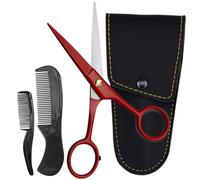 Ontaki Forbici professionali tedesche per barba e baffi da 12,7 cm, con 2 pettini e custodia per il trasporto, per uomo, bordo smussato per la precisione, kit per la cura dei peli del viso, kit per