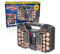 Ontel Battery Daddy - Custodia organizer per batterie con tester, conserva e protegge fino a 180 batterie, coperchio trasparente con chiusura a chiave, come visto in TV, colore: carbone