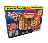 Ontel Battery Daddy Ultra - Custodia organizer per batterie con tester, conserva e protegge fino a 250 batterie, coperchio trasparente con chiusura a chiave, come visto in TV