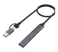 Onten, adattatore USB C USB A a USB 2 in 1 multiporta, da USB C a USB A, hub da USB-C a USB 3.0, hub USB 2.0 a 4 porte, per MacBook Pro, iMac 2021, splitter USB in lega di alluminio, colore grigio