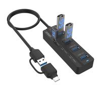 Onten Hub USB C, hub USB 3.0 a 7 porte, splitter USB con cavo da 0,5 m, 4 porte USB 3.0, 3 porte USB C per laptop, MacBook Surface Pro e altri dispositivi USB/USB C