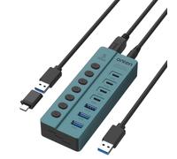 Onten OTN - 5317S Hub USB 3.0 a 7 porte, trasferimento dati ad alta velocità da 5 Gbps, switch indipendenti, ampia compatibilità per laptop, pad, telefono, console di gioco