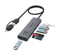 Onten USB C HUB USB, velocità USB 3.2 GEN 2 10G, adattatore da USB A/USB C a USB A. Con 3 porte USB A (10G) e porte UHS-II SD/TF, lettore di schede SD USB C UHS-II compatibile con SD/SDHC/SDXC/Micro