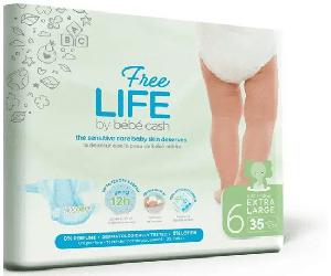 Ontex FREELIFE BY BEBECASH PANNOLINI XL TAGLIA 6 18 KG+ GIROVITA 47-64 CM 35 PEZZI
