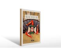 Ontrada Targa in legno 30 x 40 cm Sicilia Italia Scultura Trinacria Legno Scudo