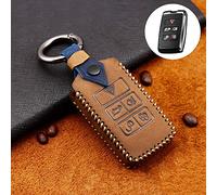 ontto 5 Pulsanti Guscio Cover per Chiave Telecomando per Range Rover Velar Evoque Land Rover Discovery 5 Sport Jaguar E-Pace 2018 2019 in Vacchetta Custodia Protettivo Coprichiave Portachiavi-Marrone