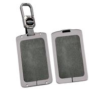 ontto Alloggiamento per chiave con scheda NFC Smart Remote Car Key Protector adatto per BYD Tang DM Han EV Song PRO Qin Plus DMI S7 S6 L3 M6 F3 F0, custodia in metallo e pelle, grigio