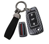 ontto Cover luminosa in silicone per chiave auto, adatta per VW Passat Polo Caddy Touran Polo Scirroco Skoda Karoq Roomster 5J Citigo E 2001-2010, custodia per chiavi strutturata a 3 tasti