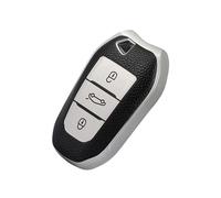 ontto Cover per chiave auto, adatta per Peugeot 208 308 S/CC/SW 508 2008 3008 5008 Rifter Citroen C3 Arricross C4 Picasso DS3 DS4 Berlingo Custodia portachiavi TPU silicone cover 3 tasti pelle argento