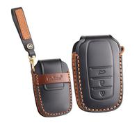 ontto Cover per chiave auto adatta per Toyota Corolla RAV4 Prime Mirai Hilux Land Cruiser Venza Harrier Sienna Fortuner Crazy Horse, in pelle, portachiavi con guscio portachiavi, 3 Pulsanti - nero, 3