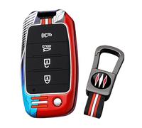 ontto Cover per chiave Kia, pieghevole, in metallo e silicone, per K2, K3, K4, K5, Rio 3, Sportege, Picanto, Optima, Soul, Ceed, Sorento, Forte, Stinger Cerato, in metallo e silicone, colore rosso