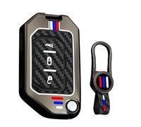 ontto Cover per chiave pieghevole in carbonio, adatta per Jeep Gladiator dal 2018 in poi, con portachiavi, adatta per Jeep Wrangler JL JLU Sahara Rubicon dal 2018 in poi, nero