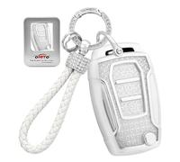ontto Custodia a 3 tasti in TPU con cristallo per chiavi dell'auto, adatta per SsangYong Musso Tivoli XLV Torres Kyron Korando Rexton Stavic cover portachiavi bianco