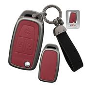 ontto Custodia in metallo a 3 tasti, adatta per DAF XF 105 106 camion XG Plus XG+ CF XD LF Electric Custodia in pelle con portachiavi rosso