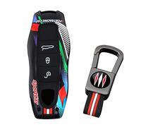 ontto Custodia per chiave a 3 pulsanti, adatta per Porsche Macan Cayenne Panamera 970 Carrera Macan 718 Boxster Cayman dal 2012 in poi, custodia sportiva con cornice in metallo, striscia fluorescente