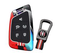 ontto Custodia per chiave a 5 pulsanti, adatta per Cadillac CT4 CT5 CT6 XT5 CTS XT4 XTS SRX ATS Escalade dal 2020 in poi, cover fluorescente con stile Sportracing, protezione completa, rosso