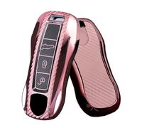 ontto Custodia per chiave adatta per Porsche Panamera Spyder Carrera Macan Boxster Cayman Cayenne 911 970 981 991 TPU in fibra di carbonio per chiavi auto, custodia per chiavi auto, colore: rosa
