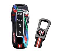 ontto Custodia per chiave auto a 4 pulsanti adatta per Porsche 911 Carrera 918 Cayenne Coupé per Macan per Panamera Taycan dal 2018 in poi, guscio esterno in metallo con stile Sportracing, custodia