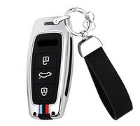 ontto Custodia per chiave auto, adatta per Audi A6 C8 S6 RS6 A3 S3 RS3 A8 S8 RS8 A7 S7 Q7 SQ7 Q8 SQ8 E-tron 2018-2021, in metallo, portachiavi e custodia protettiva in metallo, colore argento
