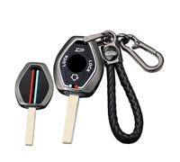 ontto Custodia per chiave auto, adatta per BMW serie 7 X3 X5 E53 Z3 Z4 3 serie 5 E38 E39 E46 E83 E60 E61 E64 E84 M5 325i Metal Custodia per chiave originale, custodia portachiavi 4 tasti A nero
