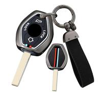 ontto Custodia per chiave auto, adatta per BMW serie 7 X3 X5 E53 Z3 Z4 3 serie 5 E38 E39 E46 E83 E60 E61 E64 E84 M5 325i Metal Cover per chiavi originali Custodia portachiavi 4 tasti B nero