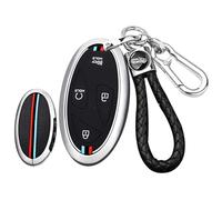ontto Custodia per chiave auto, adatta per Hyundai Kona SX2 Ioniq 6 Grand Prix GN7 Grandeur 2023 2024 accessori metallo silicone custodia portachiavi portachiavi 7 tasti argento