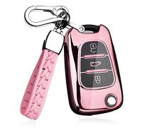 ontto Custodia per chiave auto, adatta per KIA Rio K2 K3 K5 Ceed Cerato Sportage Soul for Hyundai i20 i30 ix25 ix35 Solaris Cover in silicone Custodia portachiavi telecomando - A Rosa