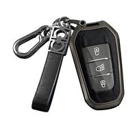 ontto Custodia per chiave auto adatta per Opel Crossland Grandland X Astra L Mokka Corsa per Peugeot 208 308 308GT 2008 3008 5008 Custodia per chiave in pelle e metallo Portachiavi-Nero