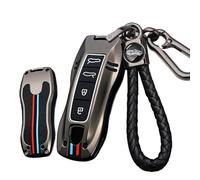 ontto Custodia per chiave auto, adatta per Porsche Panamera Spyder Carrera Macan Cayman Cayenne 911 970 981 991 2019-2023, in metallo, con 4 tasti, colore nero